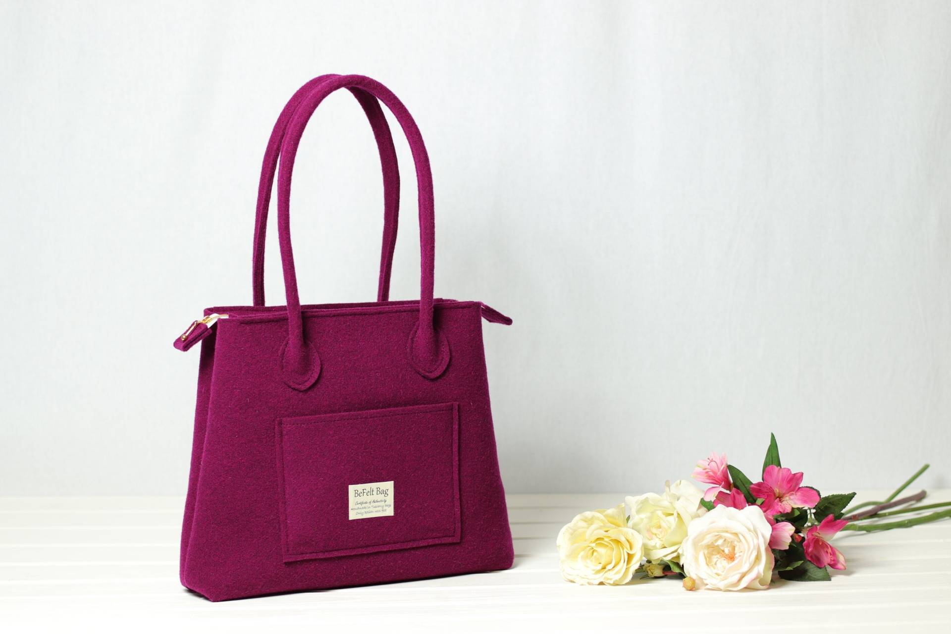 Lässige Tasche Mit Langen Henkeln Aus Maulbeerviolettem Wollfilz, Einkaufstasche, Laptop Handtasche, Schultertasche, Große Tragetasche, Handgefertigt Lässige Tasche Mit Langen Henkeln Aus Maulbeerviolettem Wollfilz, Einkaufstasche, Laptop Handtasche, Schultertasche, Große Tragetasche, Handgefertigt von BeFeltBag