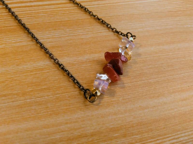 Multi-Kristall Kette Antik Messing Multi-Kristall Kette Antik Messing von BeFreeToShine
