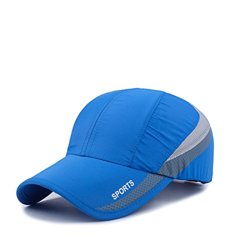 BEFUR Schnell Trocknende Sportmütze Schirmmütze Herren Schiebermütze Soft Breathable Running Caps Verstellbar Blau von BeFur