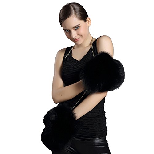 BeFur Damen Fuchspelz Fell winter Handschuh Fausthandschuhe Fäustlinge mit der Kette - color 3 von BeFur