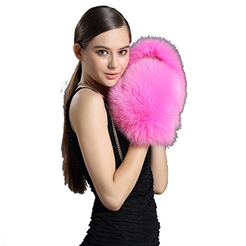 BeFur Damen Fuchspelz Fell winter Handschuh Fausthandschuhe Fäustlinge mit der Kette - color 4 von BeFur