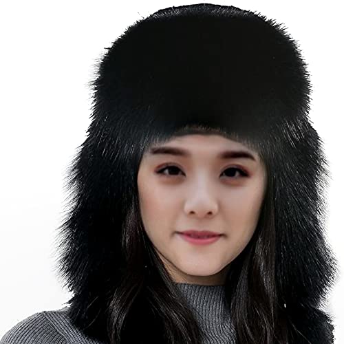 BeFur Damen Kaninchenfell Bombermütze Echte Fuchspelz Ohrenklappe Trapper Mütze mit Pelz Pom von BeFur