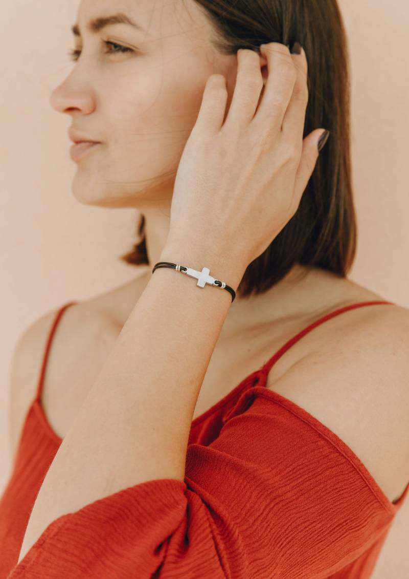 Kreuz Armband Für Frauen Taufe Geschenk Tochter Sie Silber Seitlich Individuell Verstellbar von BeGenuine