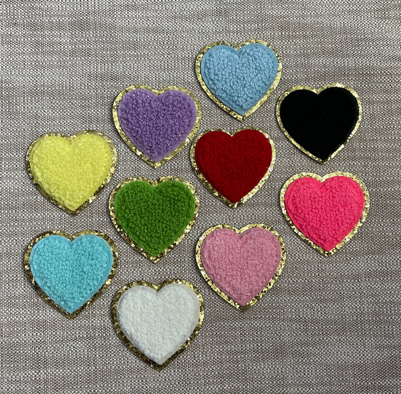 Bügelbild Herz Chenille Patch-Valentinstag-Liebe Aufnäher-Glitzer-Eisen Auf von BeGlitteredShop