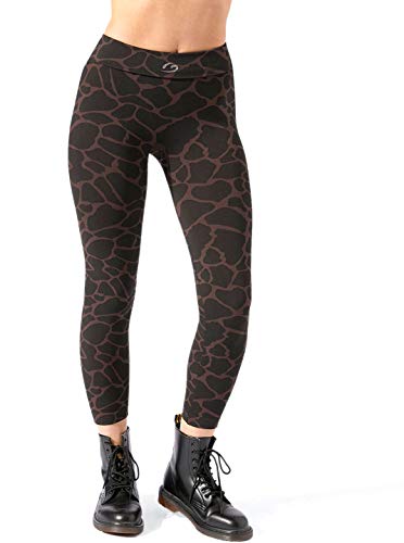 BeGood - Schwarz-Braun Giraffen Animalier Legging mit schlank machender und feuchtigkeitsspendender Wirkung - L, Giraffe Schwarz-Braun von BeGood