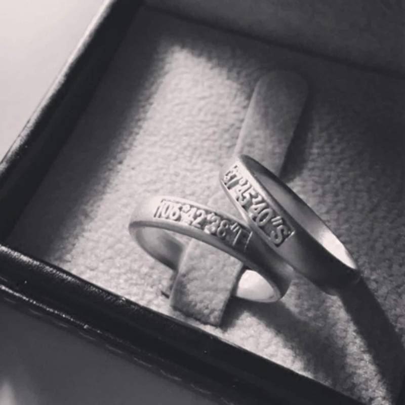 Ein Paar Ring Mit Wichtigen Koordinaten Ein Paar Ring Mit Wichtigen Koordinaten von BeJewDesign