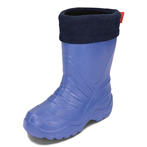 BeKiddy EVA Kinder Stiefel Gefüttert Wasserdicht Regentiefel Schneestiefel Jungen Mädchen Gummistiefel Isoliert 24-37 EU (Blau, numeric_28) von BeKiddy