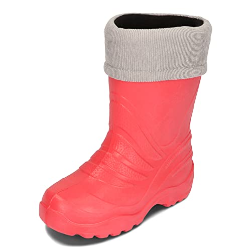 BeKiddy EVA Kinder Stiefel Gefüttert Wasserdicht Regentiefel Schneestiefel Jungen Mädchen Gummistiefel Isoliert 24-37 EU (Rosa, numeric_34) von BeKiddy