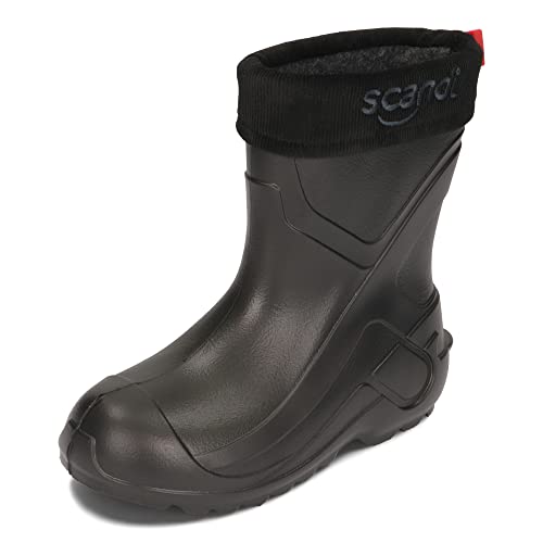 BeKiddy EVA Stiefel Gefüttert Jungen Mädchen Wasserdicht Stiefel für Regen und Schnee 24-37 EU (Schwarz mit schwarz Beschriftung, numeric_32) von BeKiddy