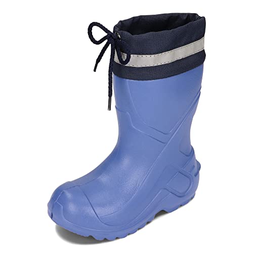 BeKiddy Kinder EVA Stiefel Ultraleicht Regenstiefel Jungen Mädchen Blau Gelb Rosa 24-37 EU (Blau, numeric_24) von BeKiddy