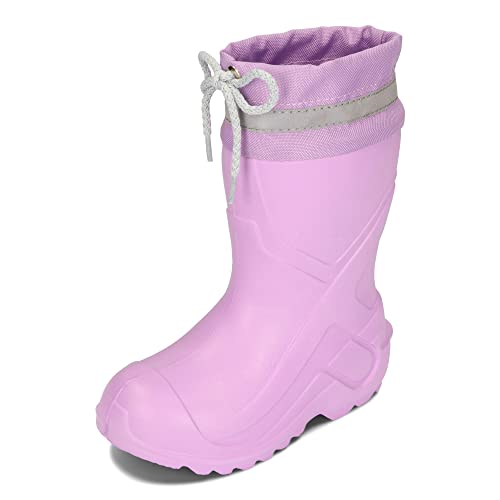 BeKiddy Kinder EVA Stiefel Ultraleicht Regenstiefel Jungen Mädchen Blau Gelb Rosa 24-37 EU (Rosa, numeric_30) von BeKiddy