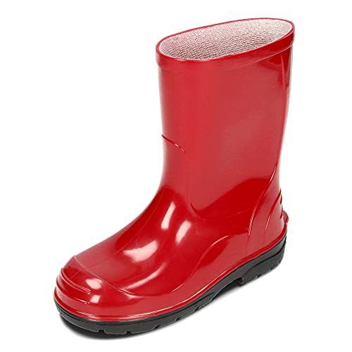 BeKiddy Kinder Gummistiefel Mädchen Jungen Regenstiefel Wasserdicht Rot Blau Grün Rosa 20-35 EU (Rot, numeric_30) von BeKiddy