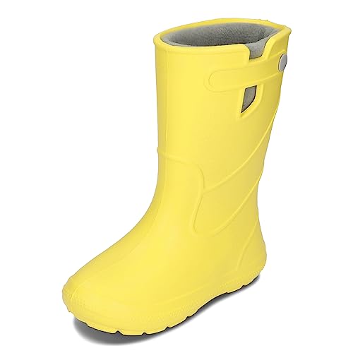 BeKiddy Kinder Mädchen Jungen EVA Warme Gummistiefel mit Herausnehmbares Futter 30-37 EU (Gelb, eu_footwear_size_system, big_kid, numeric_range, medium, numeric_34, numeric_35) von BeKiddy