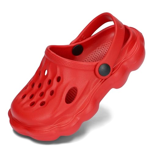 BeKiddy Unisex Kinder Eva Clogs Leichte Gartenschuhe Jungen Mädchen 24-35 EU (Rot, EU Schuhgrößensystem, Jugendliche, Numerisch, M, 35) von BeKiddy