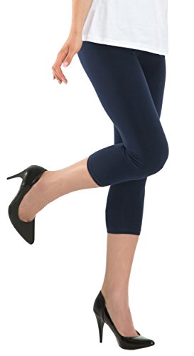 BeLady Damen Leggings 3/4 Capri aus Baumwolle Blickdichte Leggins Viele Farben (Dunkelblau, 3XL) von BeLady