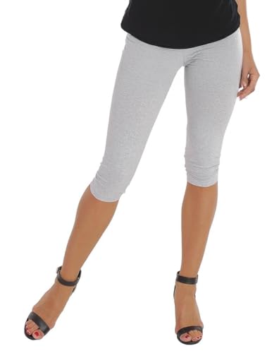 BeLady Damen Leggings 3/4 Capri aus Baumwolle Blickdichte Leggins Viele Farben (Grau, 3XL) von BeLady