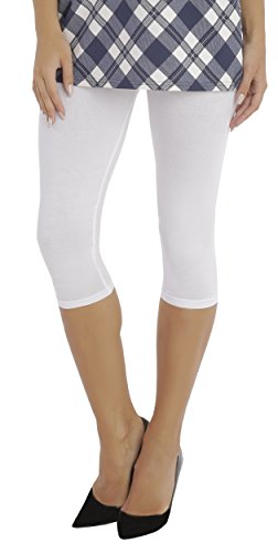 BeLady Damen Leggings 3/4 Capri aus Baumwolle Blickdichte Leggins Viele Farben (Weiß, 3XL) von BeLady