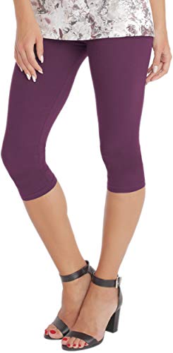 BeLady Damen Leggings 3/4 Capri aus Baumwolle Blickdichte Leggins Viele Größen Viele Farben Schwarz Grafitgrau Dunkelblau Grau Weiß Blau Rosa Braun (Aubergine, 7XL) von BeLady