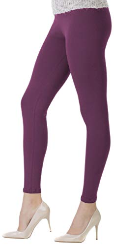 BeLady Damen Leggings Knöchellang aus Baumwolle Blickdichte Leggins Viele Farben (Aubergine, L) von BeLady