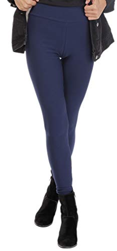 BeLady Damen Thermo Leggings Knöchellang aus Baumwolle mit Weichem Warmen Innenfleece Abnehmen Hose mit Hoher Bund Schwarz Dunkelblau Grafitgrau Rot S M L XL 2XL 3XL (Dunkelblau, 2XL) von BeLady