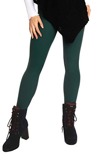 BeLady Damen Thermo Leggings Knöchellang aus Baumwolle mit Weichem Warmen Innenfleece Abnehmen Hose mit Hoher Bund Schwarz Dunkelblau Grafitgrau Rot S M L XL 2XL 3XL (Grün, 2XL) von BeLady