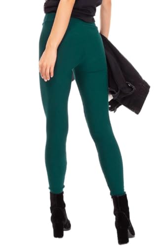 BeLady Damen Thermo Leggings Knöchellang aus Baumwolle mit Weichem Warmen Innenfleece Abnehmen Hose mit Hoher Bund Schwarz Dunkelblau Grafitgrau Rot S M L XL 2XL 3XL (Grün, M) von BeLady