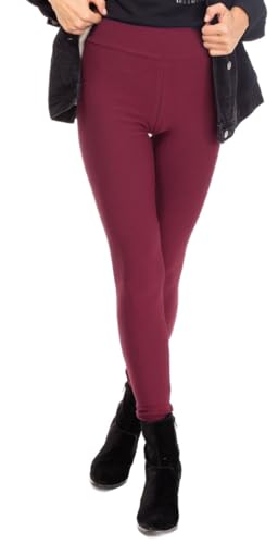 BeLady Damen Thermo Leggings Knöchellang aus Baumwolle mit Weichem Warmen Innenfleece Abnehmen Hose mit Hoher Bund Schwarz Dunkelblau Grafitgrau Rot S M L XL 2XL 3XL (Weinrot, M) von BeLady