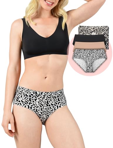 Damen Unterwäsche Seamless Hipster, Nahtloser Damen Slip, Nahtlose Mikrofaser Slips, Seamless Panty, 3-farbig Sortiert, Größe M, Dreierpack von BeMee