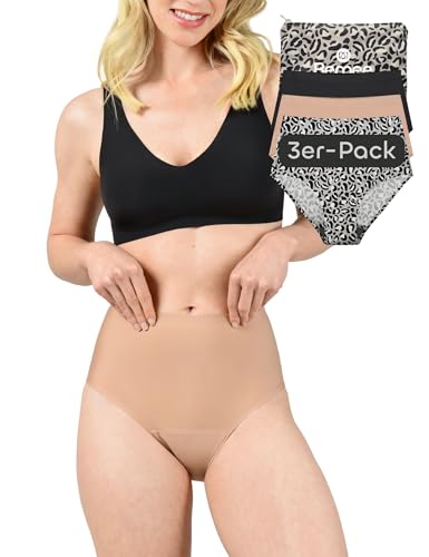 BeMee Daytime Seamless High Waist Hipster, Nahtlose Perioden-unterwäsche, Menstruations-Slip, auslaufsicher bei mittelstarker Blutung für Mädchen und Teenager, bunt Sortiert, Größe XS, Dreierpack von BeMee