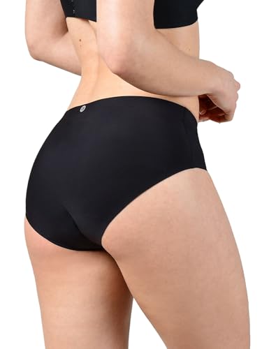 BeMee Daytime Seamless Hipster, hauchdünner Perioden-Slip für Damen, Menstruations-Unterwäsche für den Sport, schadstoff-frei bei mittelstarker Blutung, schwarz, Größe L von BeMee