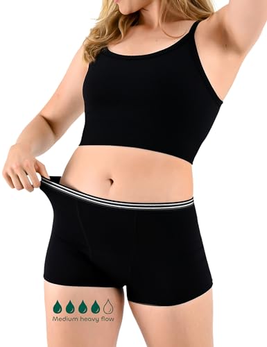Nighttime Sleep Shorts, Perioden-unterwäsche, Damen-Nachtwäsche, Menstruations-Slip, Bambus-Viskose, auslaufsicher bei mittlerer bis starker Blutung für Frauen, schwarz, Größe XXL von BeMee