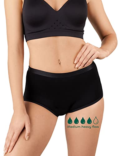 BeMee Daytime High Waist Hipster, Perioden-Unterwäsche mit hoher Taille, Oekotex Zertifiziert, Bambus-Viskose, frei von Schadstoffen, schwarz, Größe XXL, Einzelpack von BeMee