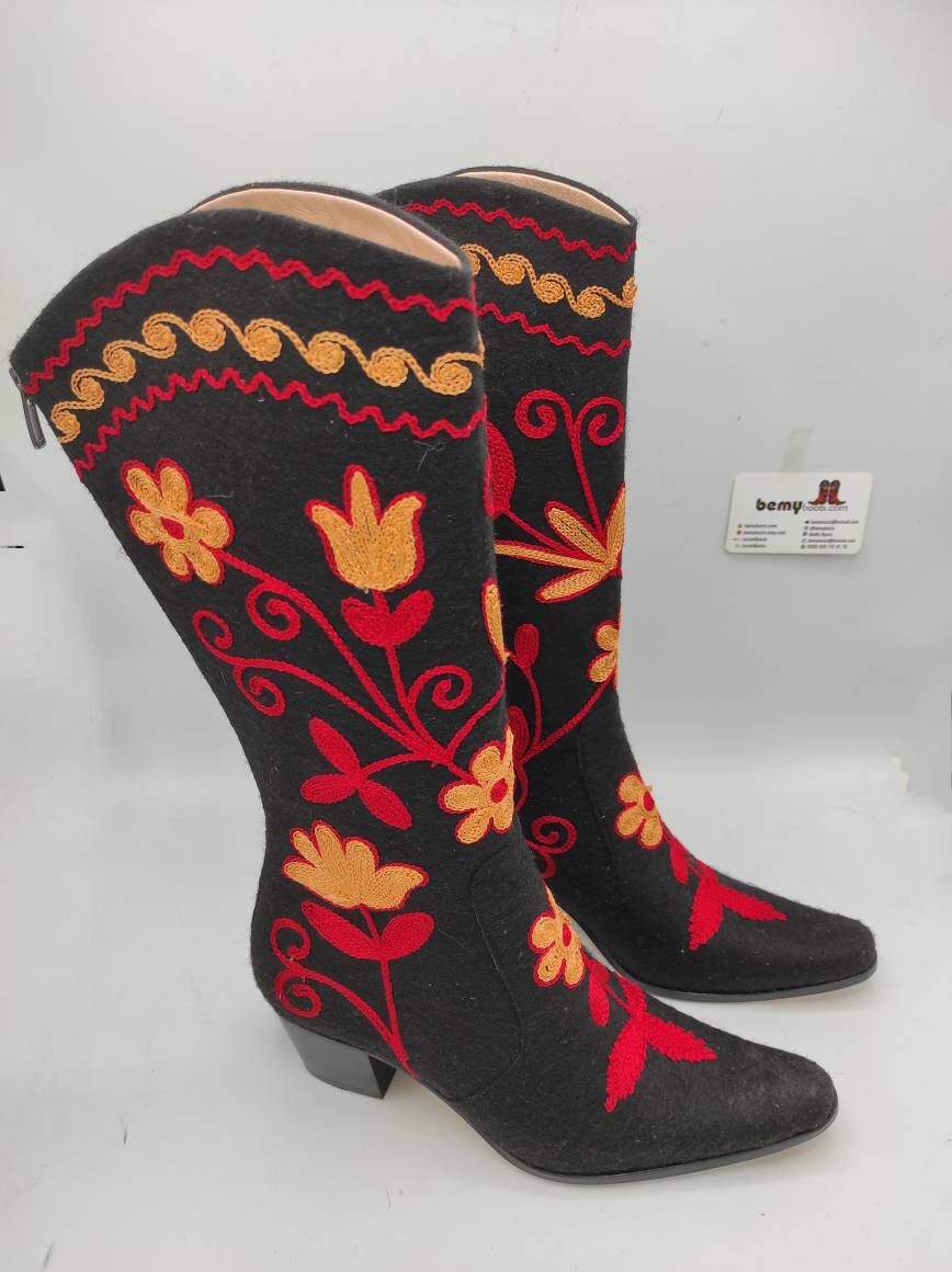 Cowboystiefel, Maßanfertigung, Filzstiefel, Echtes Leder, Westernstiefel, Für Sie, Handgemacht, Auf Bestellung, Festivalstiefel, Vintage Stiefel von BeMyBoots