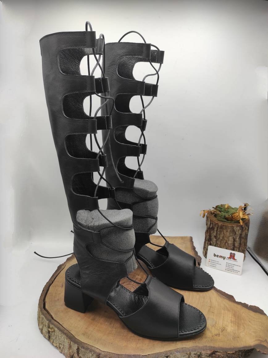 Offene Zehe Stiefel, Offene Ferse, Nach Maß, Schnürstiefel, Sommerstiefel, Barfußstiefel, Auf Bestellung Gefertigt, Bequeme Schuhe, Für Sie von BeMyBoots