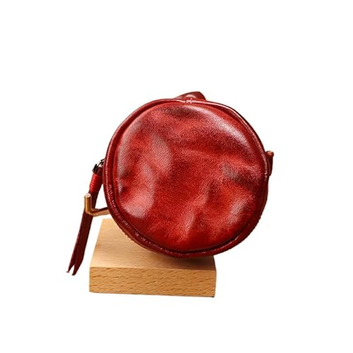 BeNtLi Retro Leder Münzbörse Kleine Aufbewahrungstasche für Frauen 8 x 8 cm Reißverschluss, rot, 8*8*2.5cm, Cartoon von BeNtLi