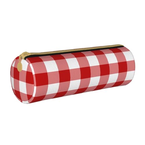 BeNtli Federmäppchen, Federmäppchen, tragbares Federmäppchen, Ledertasche, Schreibwaren-Aufbewahrungstaschen, Rot-weiß kariert BeNtli Federmäppchen, Federmäppchen, tragbares Federmäppchen, Ledertasche, Schreibwaren-Aufbewahrungstaschen, Rot-weiß kariert von BeNtli