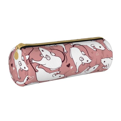 BeNtli Federmäppchen, Federmäppchen, tragbares Federmäppchen, Ledertasche, Schreibwaren-Aufbewahrungstaschen, Weiße Ratten von BeNtli