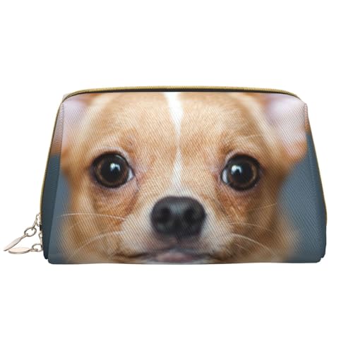 Große Make-up-Tasche, Leder-Kosmetiktasche, Reise-Toilettenartikel-Organizer, Make-up-Tasche, Hund Chihuahua von BeNtli