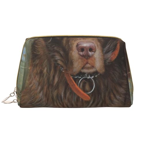 Große Make-up-Tasche, Leder-Kosmetiktasche, Reise-Toilettenartikel-Organizer, Make-up-Tasche, Labrador Hund Lab Schokolade von BeNtli