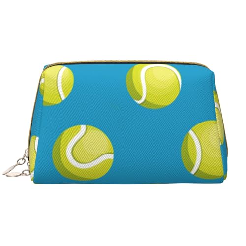 Große Make-up-Tasche, Leder-Kosmetiktasche, Reise-Toilettenartikel-Organizer, Make-up-Tasche, Tennisball Blau von BeNtli