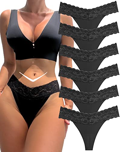 BeReady 6er Pack String Tanga Damen Set Seamless Unterhosen Spitze Sexy Unterwäsche für Frau Sexy for Women Dessous Thong Panties Mehrpack S-XL von BeReady