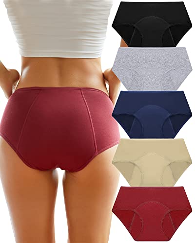 BeReady Perioden Unterwäsche Damen Baumwolle Period Underwear Menstruations Auslaufsicher Unterhosen 5er Pack von BeReady