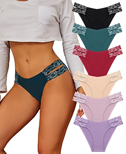 BeReady Seamless Slips Damen Spitze Nahtlose Unterwäsche Frauen Sexy Spitzen Unsichtbarer Unterhosen Damen Nahtlos Brazilian Slip Mehrpack 6er Pack von BeReady