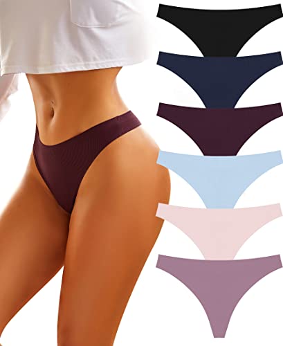 BeReady Seamless String Tanga Damen Nahtlose Unterwäsche Frauen Seamless Slips Damen Niedrige Taille Weich Unterhosen Mehrpack 6er Pack von BeReady