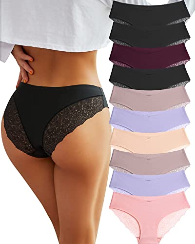 BeReady Spitze Damen Unterwäsche Seamless Slips Damen V Taille Spitzen Nahtlose Hipster Unterhosen Mehrpack von BeReady