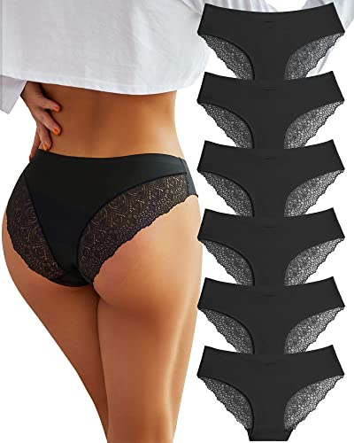 BeReady Spitze Damen Unterwäsche Seamless Slips Damen V Taille Spitzen Nahtlose Hipster Unterhosen Mehrpack von BeReady