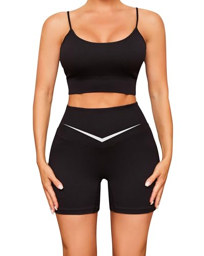 BeReady Workout Set Damen Yoga BH Rückenfrei Sport Set Damen V Waist Gym Leggings Frauen Traingsanzug Jogginganzug Sport Outfit Fitness Set von BeReady