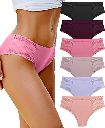 BeReady Seamless Slips Damen Spitze Unterhosen Damen Sexy Nahtlose Unterwäsche Frauen Set Spitzen Brazilian Slip Damen Mehrpack 6er Pack von BeReady