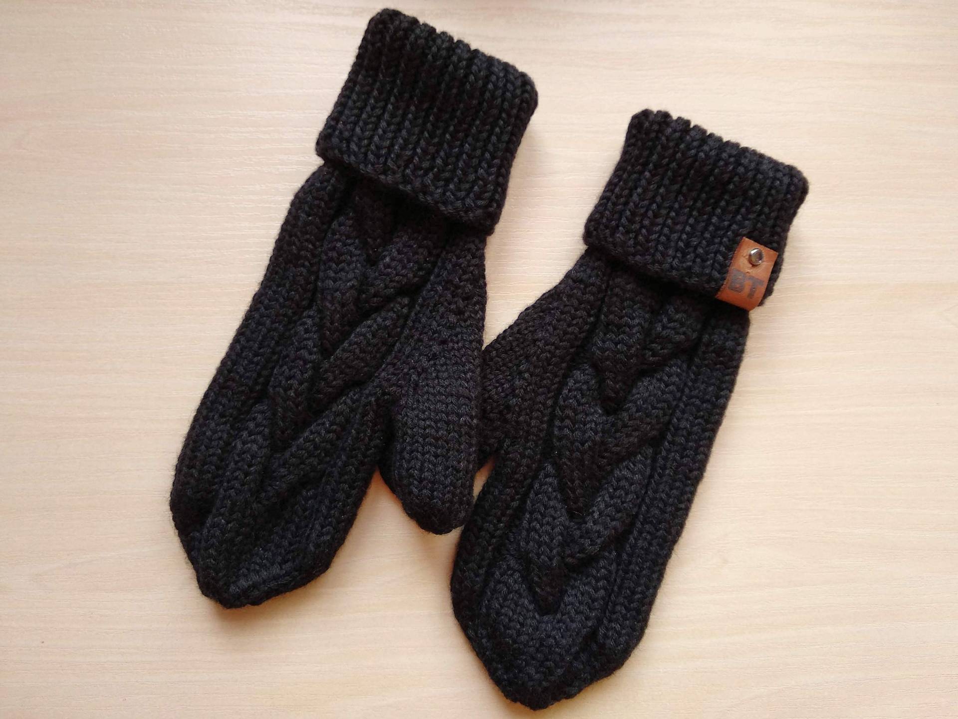 Merino Wolle Kinder Handschuhe, Handgestrickte Kleinkinder Schwarze Goth Warme Herren Damen Handschuhe von BeTaKnitWear