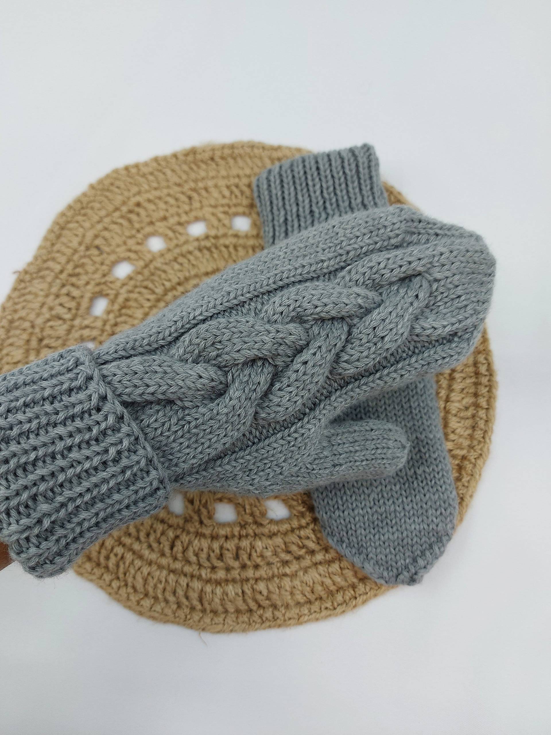 Merinowolle Herren Handschuhe, Gestrickte Graue Warme Winter Accessoires, Hand Stricken Handwärmer, Mitts von BeTaKnitWear